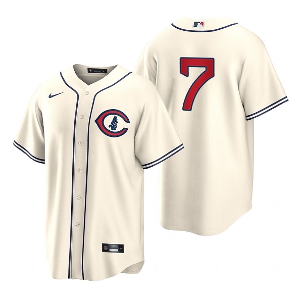 Men's Chicago Cubs #7 Yan Gomes 2022 Cream Field of Dreams Cool Base Stitched Baseball Jersey